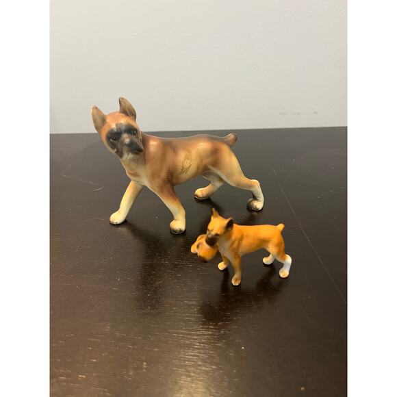 Vintage bone chine boxer dog lot of 2 - Picture 1 of 3